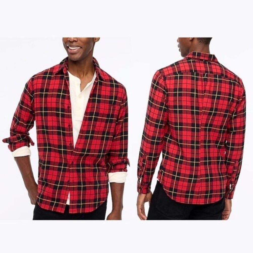 J Crew Men's Plaid Cotton Flannel Shirt‎ Large